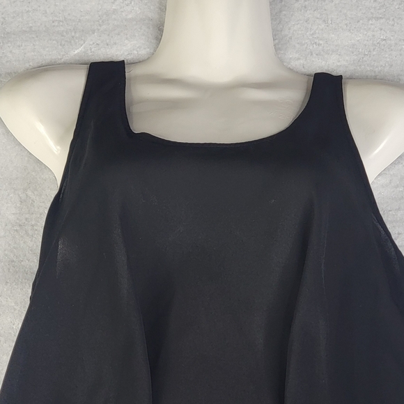 Decree Black Sheer Tank Top Layered Size Large 100% Polyester Elongated Back - Picture 6 of 6